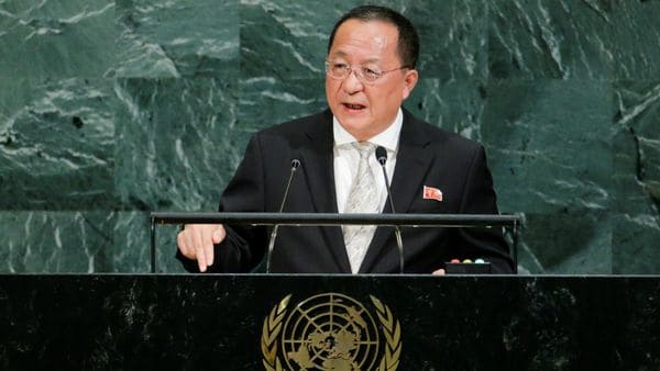 El canciller Ri, durante su discurso en la ONU