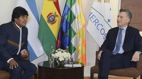 El presidente de Bolivia, Evo Morales, y su par de Argentina, Mauricio Macri, en la cita de del Mercosur en julio. Foto archivo Foto: Presidencia - Argentina.