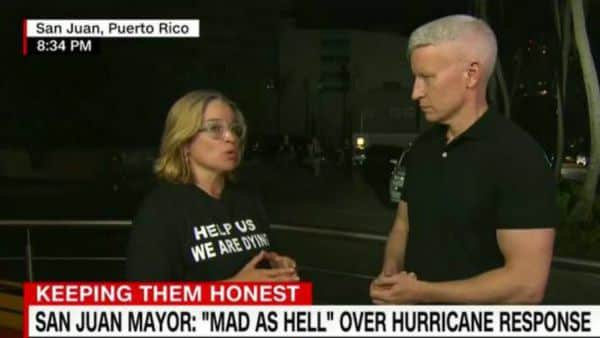 La alcaldesa durante una entrevista con el periodista de CNN Anderson Cooper.