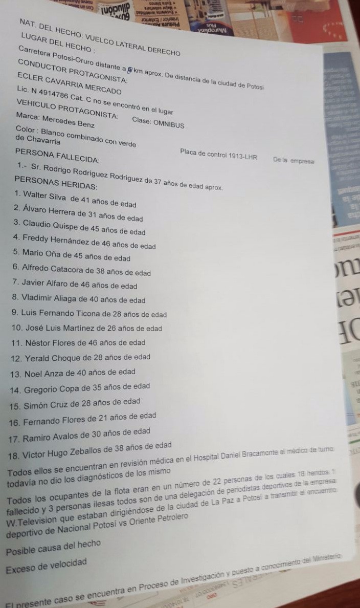 Vuelco de bus deja saldo de un muerto y 18 heridos en la vía Oruro ...
