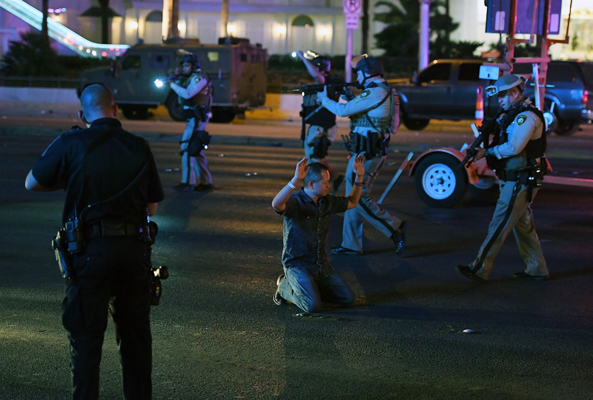 La policía de Las Vegas detiene a un hombre que conducía un vehículo en la Avenida Tropicana. Ethan Miller/Getty Images/AFP