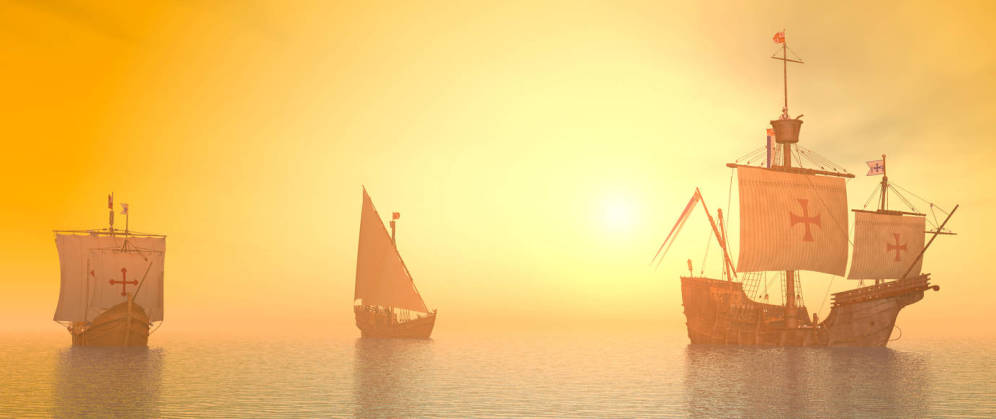 Foto: Recreación de los tres navíos. (iStock)