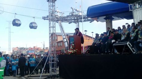 Acto de inicio de obras de construcción de la Línea Plateada del Teleférico en El Alto. Foto: Mi Teleférico