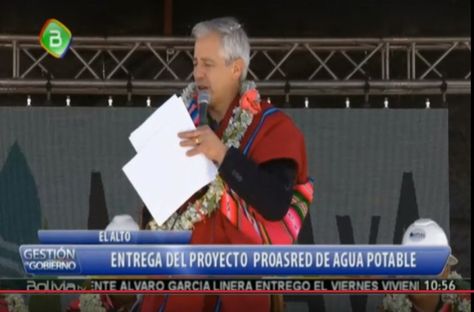 El vicepresidente Álvaro García Linera en el acto realizado en el Distrito 7 de El Alto. Foto: Captura Bolivia TV