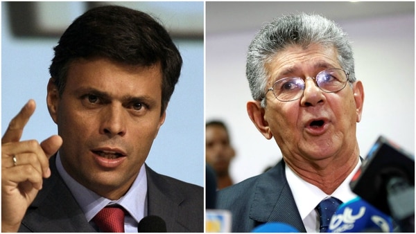 El líder de Voluntad Popular Leopoldo López y el secretario general de Acción Democrática Henry Ramos Allup