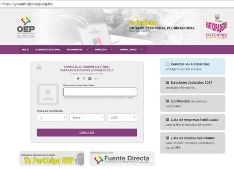 El portal de Yo Participo en internet.