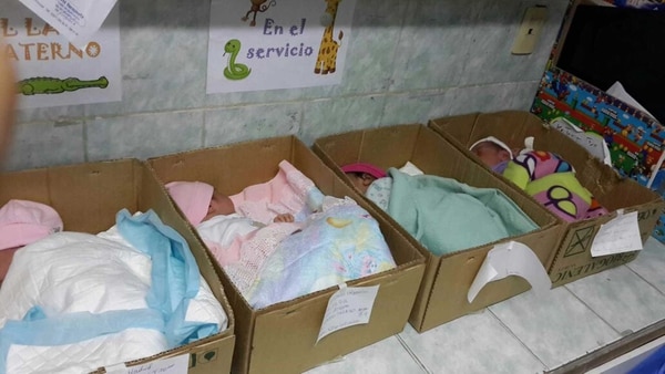 Recién naciones en cajas de cartón en hospitales venezolanos. (Septiembre de 2016)