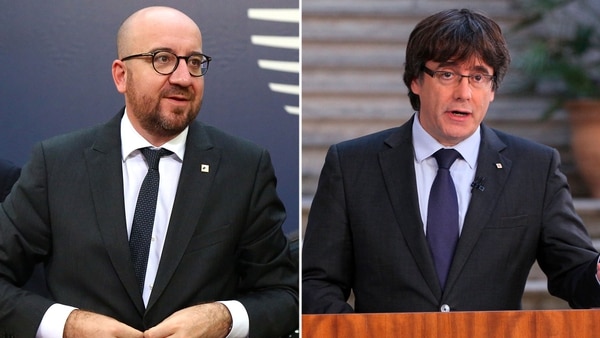 Charles Michel y Carles Puigdemont (AFP)