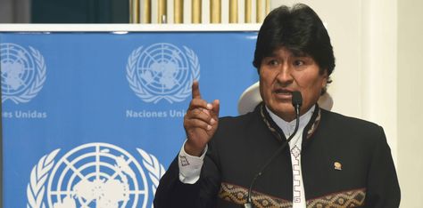 Evo Morales en el acto en la Cancillería para conmemorar el 72 aniversario de las Naciones Unidas. Foto:ABI