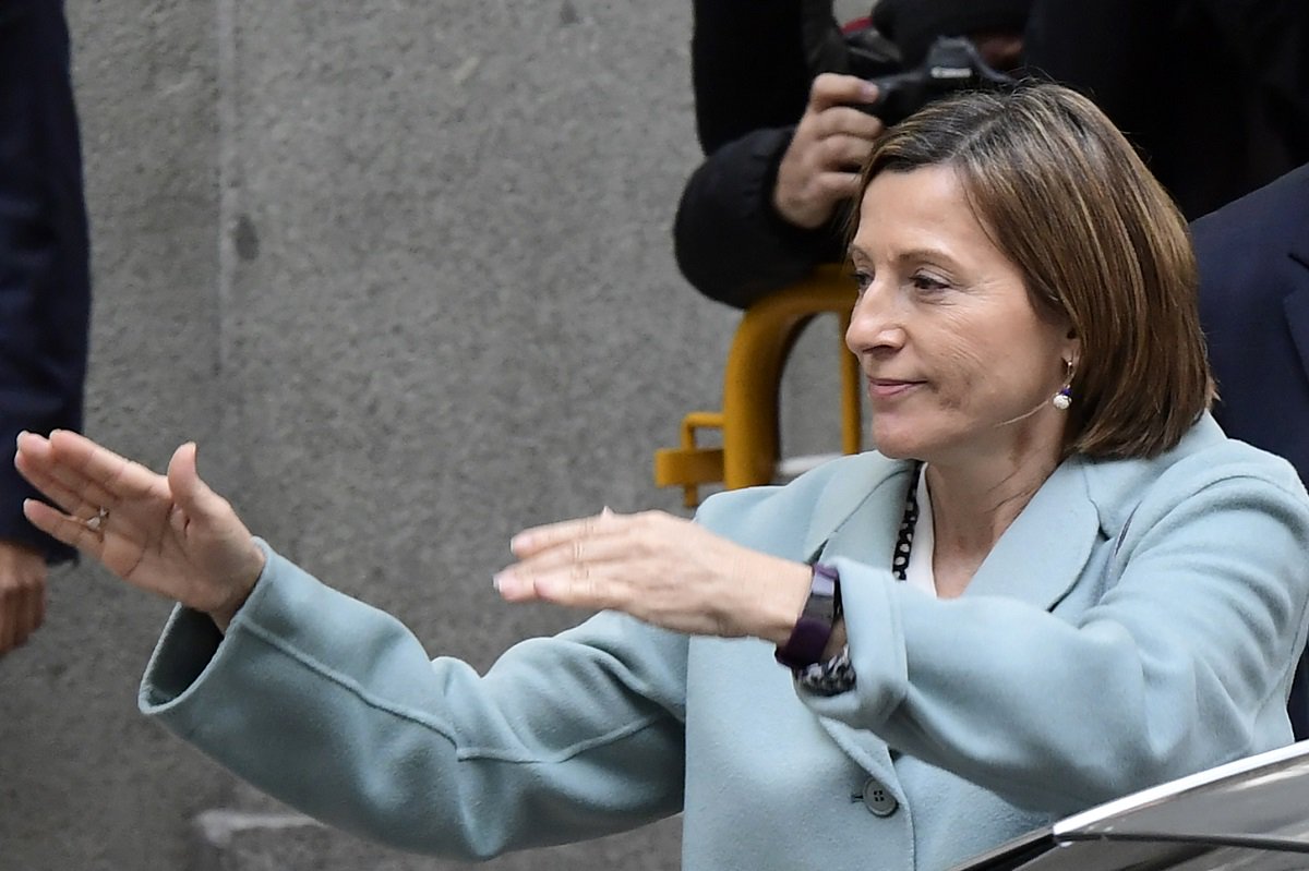 Catalan regional parliament speaker Carme Forcadell leaves the Supreme Court in Madrid on November 2, 2017 after appearing before a judge over her efforts to spearhead Catalonia
