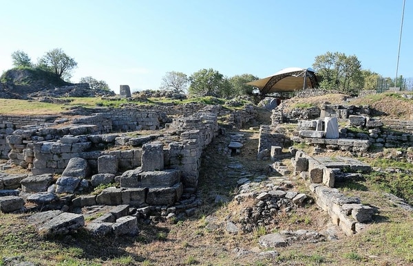 Las ruinas de la supuesta ciudad de Troya en Canakkale, Turquía