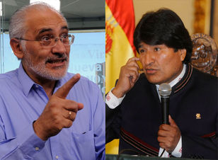 El expresidente Carlos Mesa y el presidente Evo Morales.