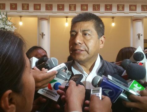 El canciller Huanacuni en una rueda de prensa tras el gabinete ministerial de este miércoles.