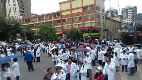 Profesionales protagonizaron una marcha por el centro de La Paz. Foto: José Lavayen
