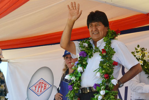 El presidente Evo Morales en el acto de inicio de exportación de urea en Puerto Quijarro. Foto: ABI