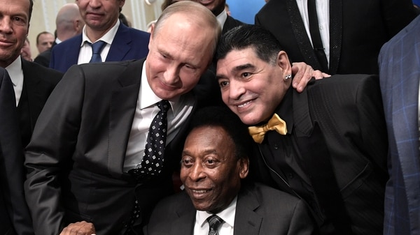 Putin, Maradona y Pelé en el Palacio del Kremlin (REUTERS)