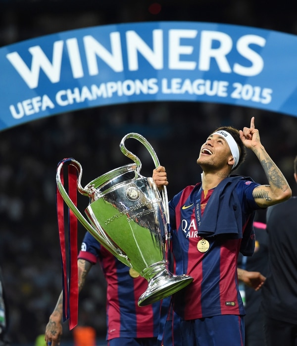 2015: Neymar quedó tercero por primera vez el año en que ganó con Barcelona la Champions, el Mundial de Clubes y la Liga, entre otros (Getty)