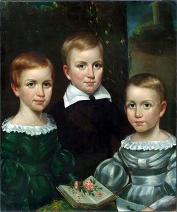 Emily Dickinson y sus hermanos en un retrato de 1940