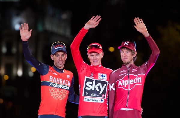 Chris Froome del Team Sky celebra la victoria de la Vuelta de España en 2017. (Denis Doyle/Getty Images)