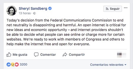 Sheryl Sandberg Today S Decision From The Federal Communications