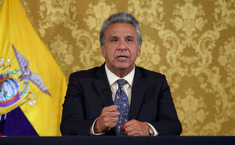 El presidente de Ecuador, Lenín Moreno, pronuncia un discurso.