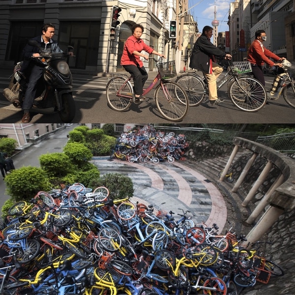 A pesar de la proliferación de los cementerios de bicicletas, los vehículos de dos ruedas continúan siendo fundamentales para la movilidad urbana de millones de chinos