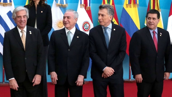 Tabaré Vázquez, Michel Temer, Mauricio Macri y Horacio Cartes
