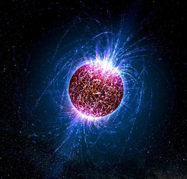 Ilustración de una estrella de neutrones