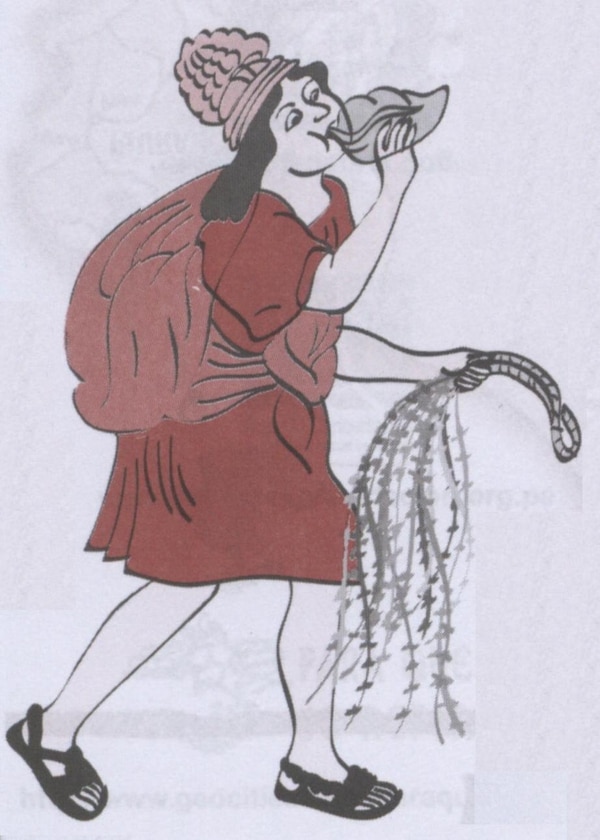Una imagen de un mensajero (chasqui) que lleva información en quipus. (Wikipedia)