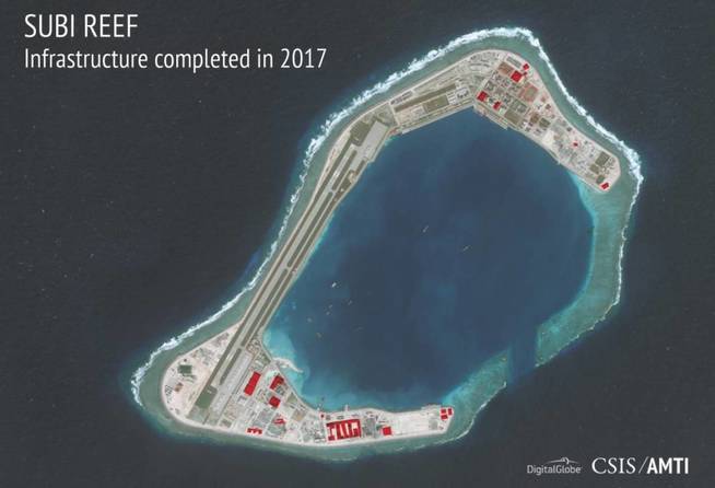 Construcciones en el islote Subi en 2017