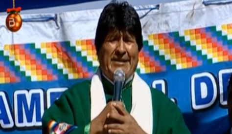 Evo Morales durante el acto de Gestión de Gobierno en Oruro. Foto: Captura Bolivia TV