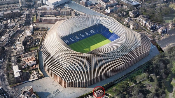 La casa de la familia que presiona para modificar el boceto del nuevo estadio del Chelsea