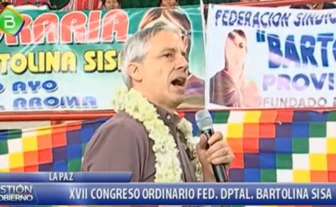 El vicepresidente Álvaro García Linera en el acto de las Bartolinas en El Alto