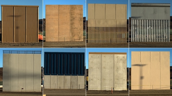 Los prototipos del muro que se presentaron hace meses (AFP)