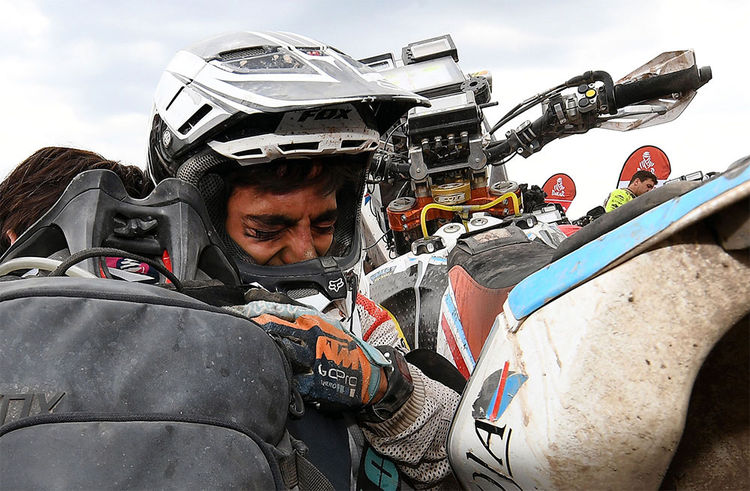 El motociclista argentino de KTM, Juan Rojo, en la última etapa del Rally Dakar 2018. Foto: AFP