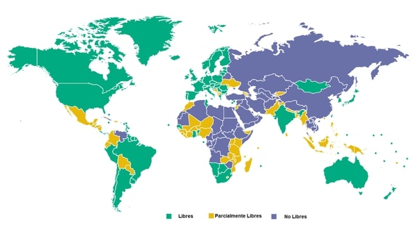 El mapa de la libertad en el mundo según Freedom House