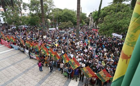 Gremialistas movilizados contra el Código Penal en Cochabamba. Foto: Kechi Flores/APG