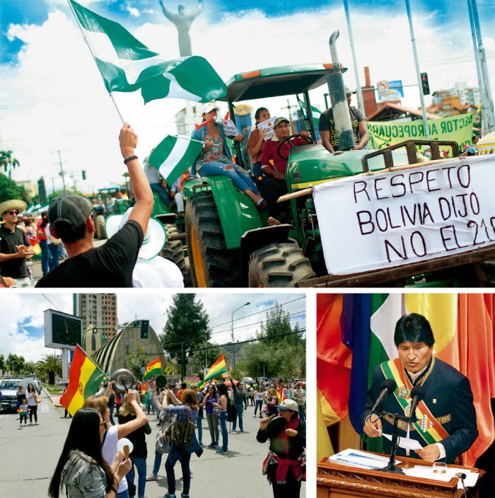 Los sectores sociales y ciudadanos, paralelo al informe del presidente Evo Morales, se movilizaron en defensa de la democracia. En Santa Cruz con un “tractorazo” y en La Paz con una marcha del “cacerolazo”, al igual que en otros departamentos.