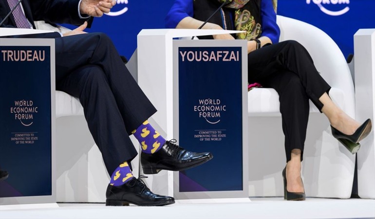Los juguetones calcetines de Justin Trudeau en el Foro Económico Mundial en Davos
