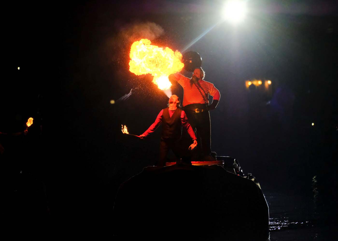 Fire-eaters perform during the opening ceremony of the Carnival in Venice, Italy January 27, 2018. REUTERS/Manuel Silvestri