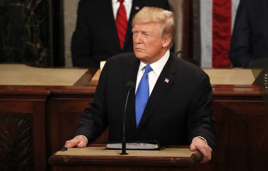 U.S. President Donald Trump pauses while delivering his State of the Union address to a joint session of the U.S. Congress on Capitol Hill in Washington, U.S. January 30, 2018. REUTERS/Leah Millis