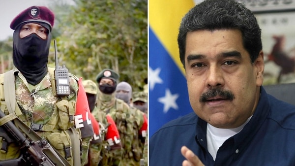 Miembros del ELN y Nicolás Maduro