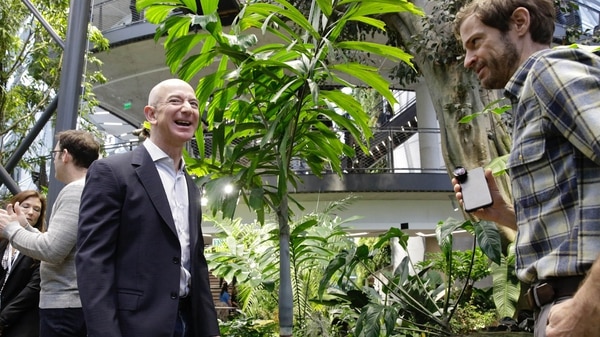 CEO de Amazon, Jeff Bezos en “La Esfera”. AFP