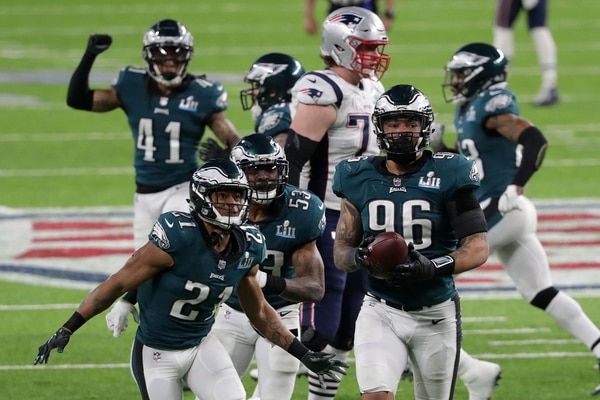 Los Philadelphia Eagles celebraron el bloqueó de Graham a Tom Brady en el Super Bowl LII