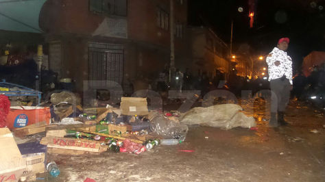 Así quedó una tras la fuerte explosión de una garrafa de gas en Oruro. Foto: Dennis Luizaga