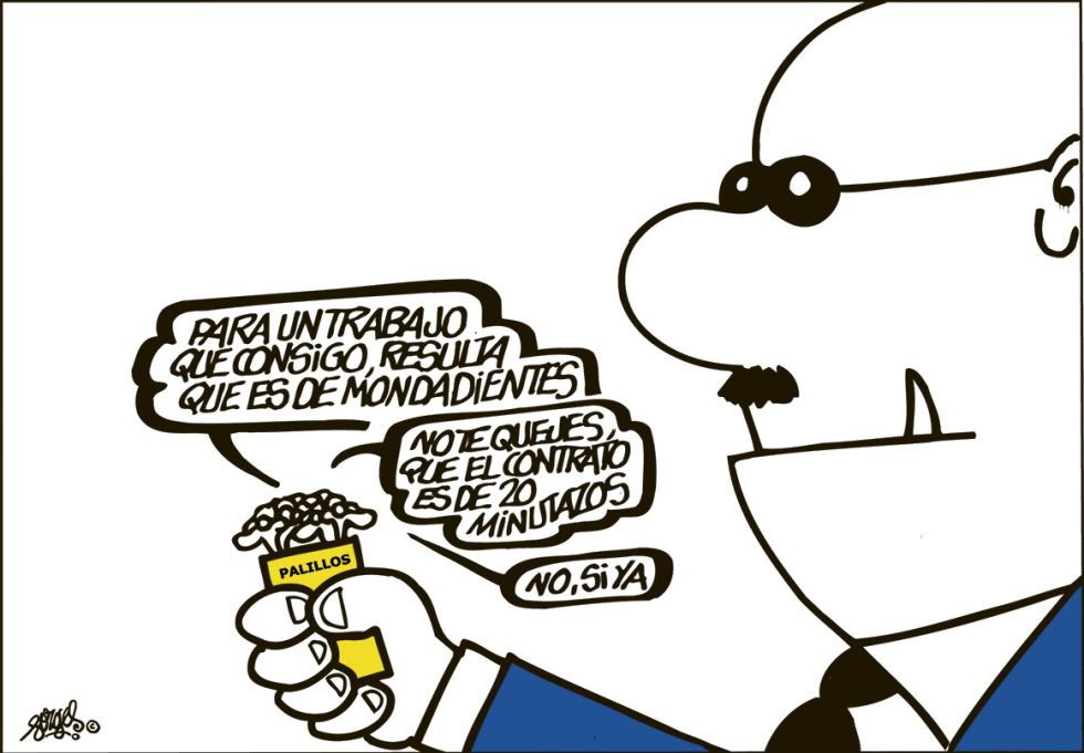 Forges ha dedicado muchas de sus viñetas a la precaria situación laboral en España y a la pérdida de derechos de los trabajadores tras el estallido de la crisis económica.