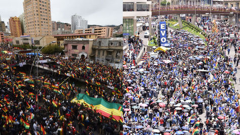 Las movilizaciones a favor y en contra de la respostulación del presidente Evo Morales. Foto: La Razón 