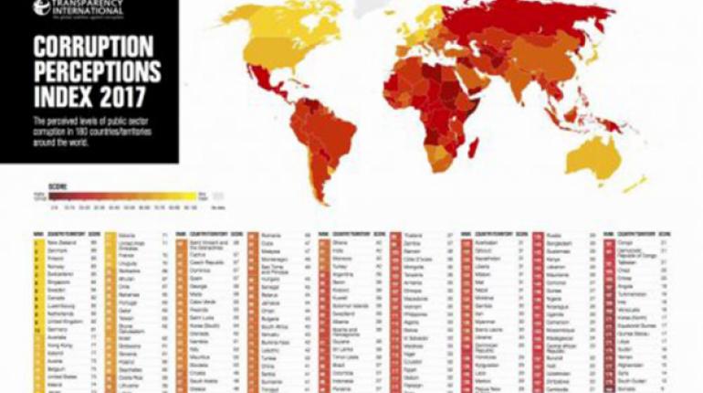 Mapa mundial de la corrupción 2017. | Fuente: Transparencia Internacional