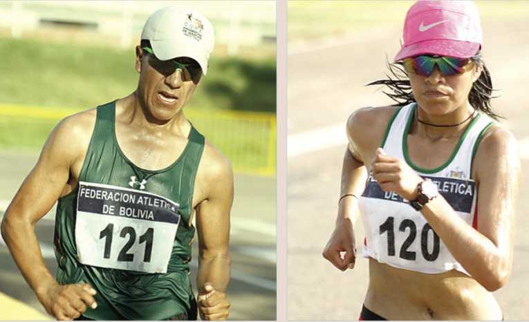 RONALD QUISPE (I) Y EUNICE CHÁVEZ DE LA PAZ, DURANTE LAS PRUEBAS DE MARCHA. FAB