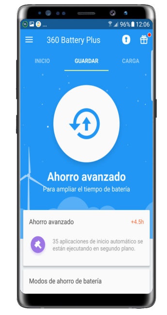 Opciones avanzadas 360 Battery Plus